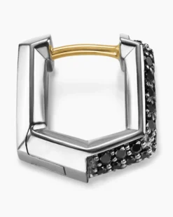 Streamline® Hoop Earring Sterling Silver with Black Diamonds, 11.7mm