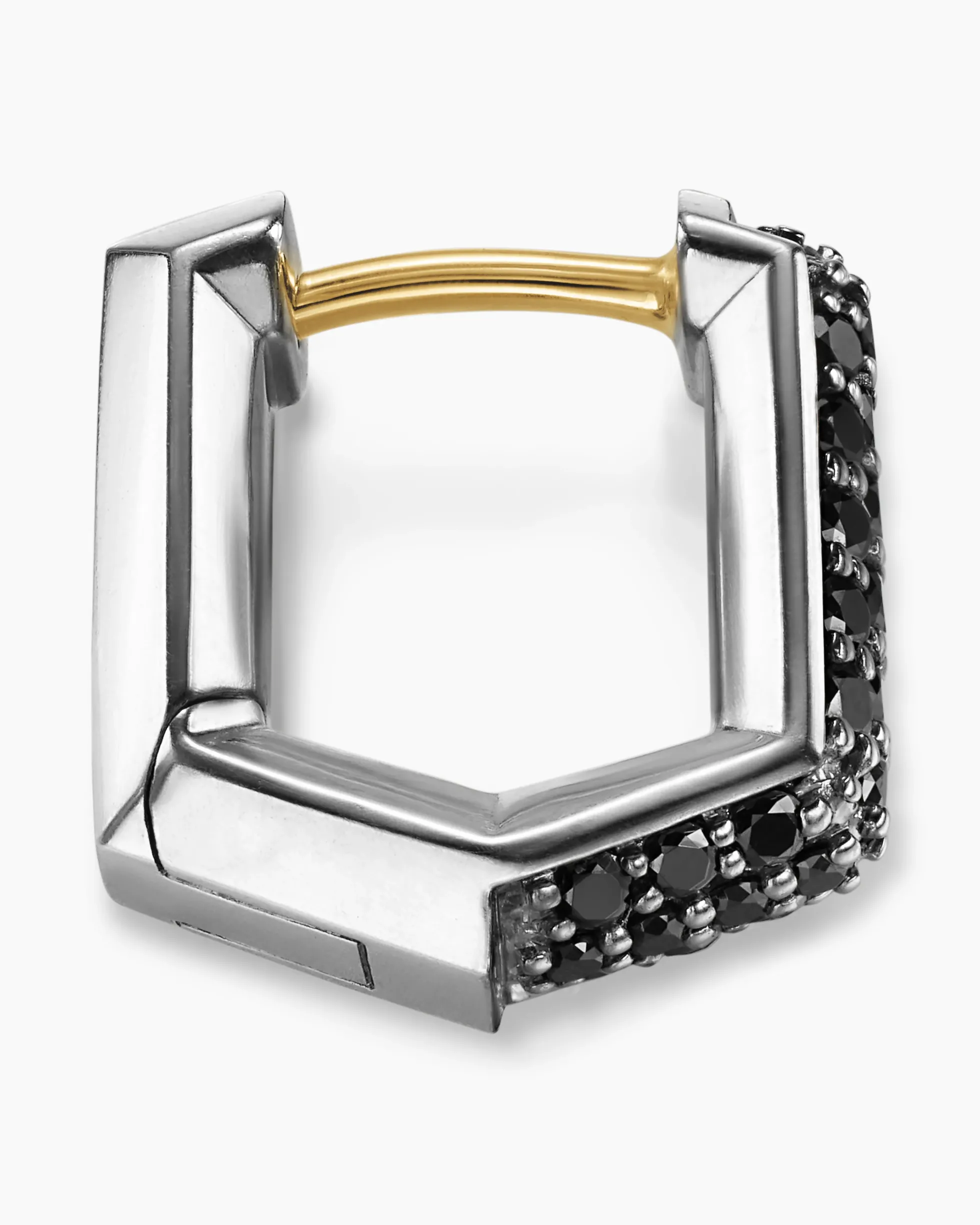 Streamline® Hoop Earring Sterling Silver with Black Diamonds, 11.7mm