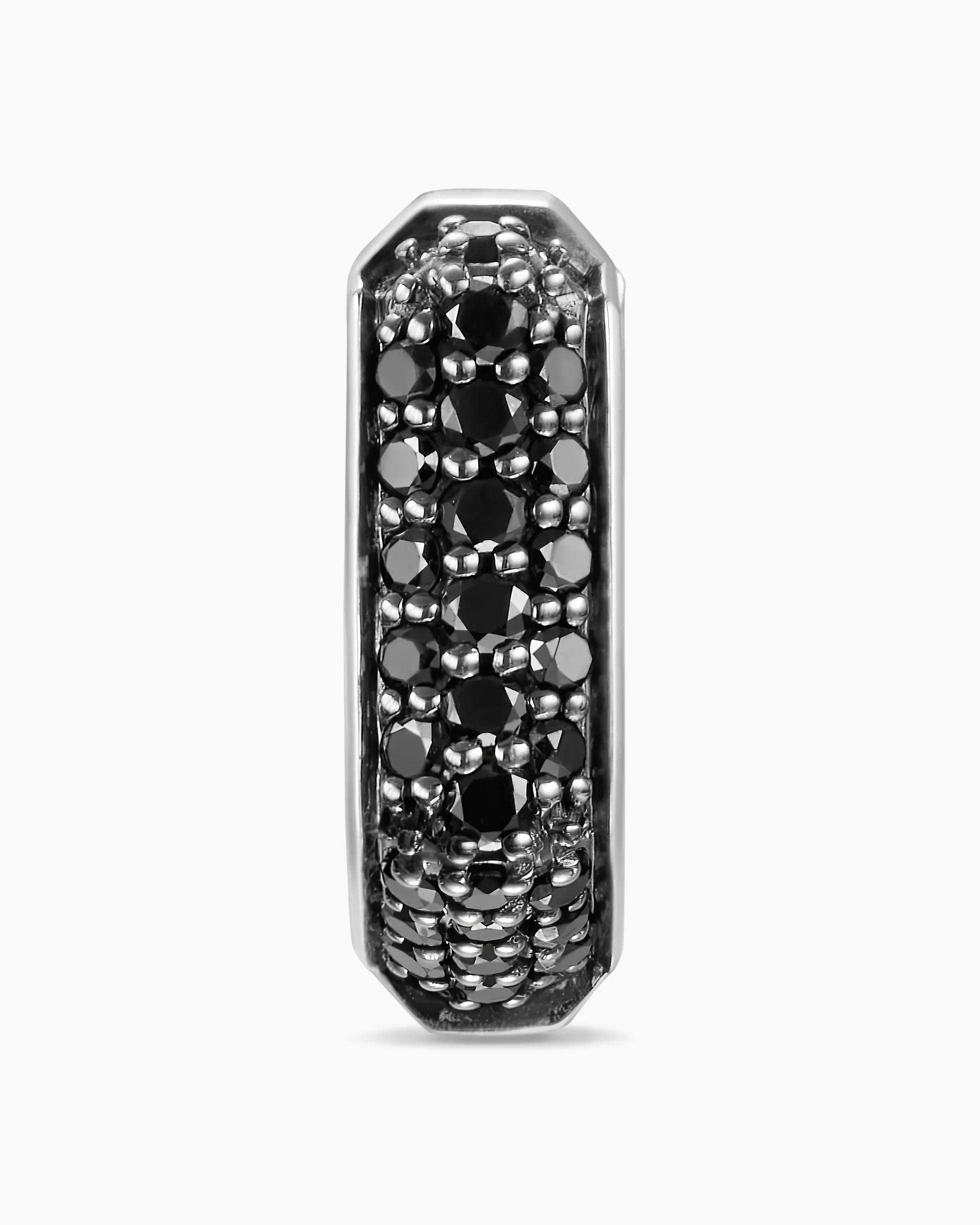 Streamline® Hoop Earring Sterling Silver with Black Diamonds, 11.7mm