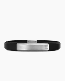 Streamline® ID Bracelet Black Rubber and Sterling Silver, 10mm