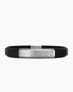 Streamline® ID Bracelet Black Rubber and Sterling Silver, 10mm