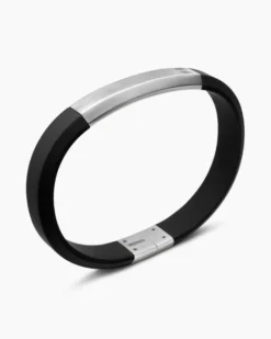 Streamline® ID Bracelet Black Rubber and Sterling Silver, 10mm