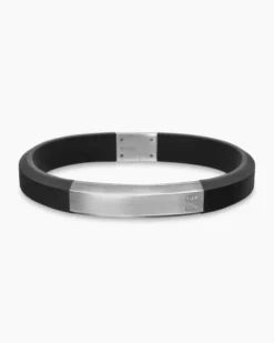 Streamline® ID Bracelet Black Rubber and Sterling Silver, 10mm