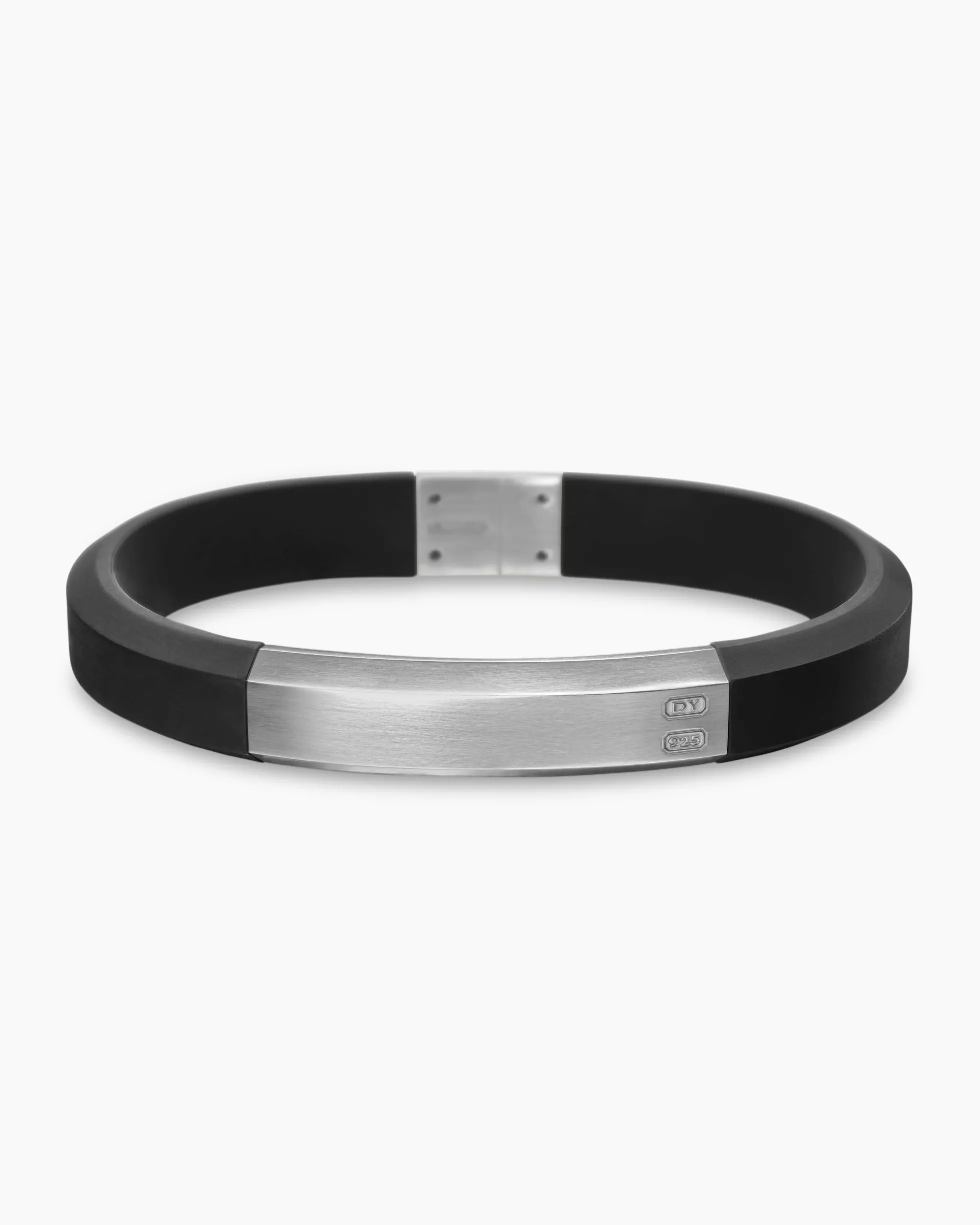 Streamline® ID Bracelet Black Rubber and Sterling Silver, 10mm