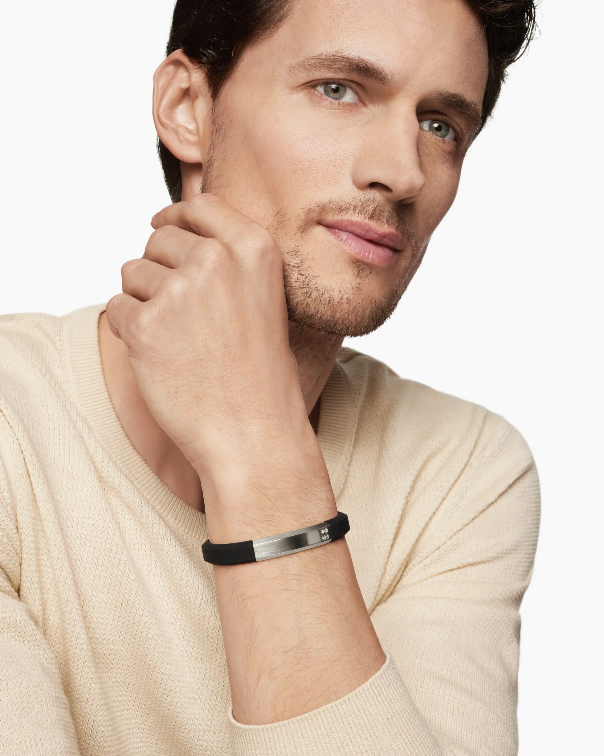Streamline® ID Bracelet Black Rubber and Sterling Silver, 10mm