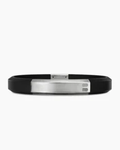 Streamline® ID Bracelet Black Rubber with Sterling Silver, 8mm