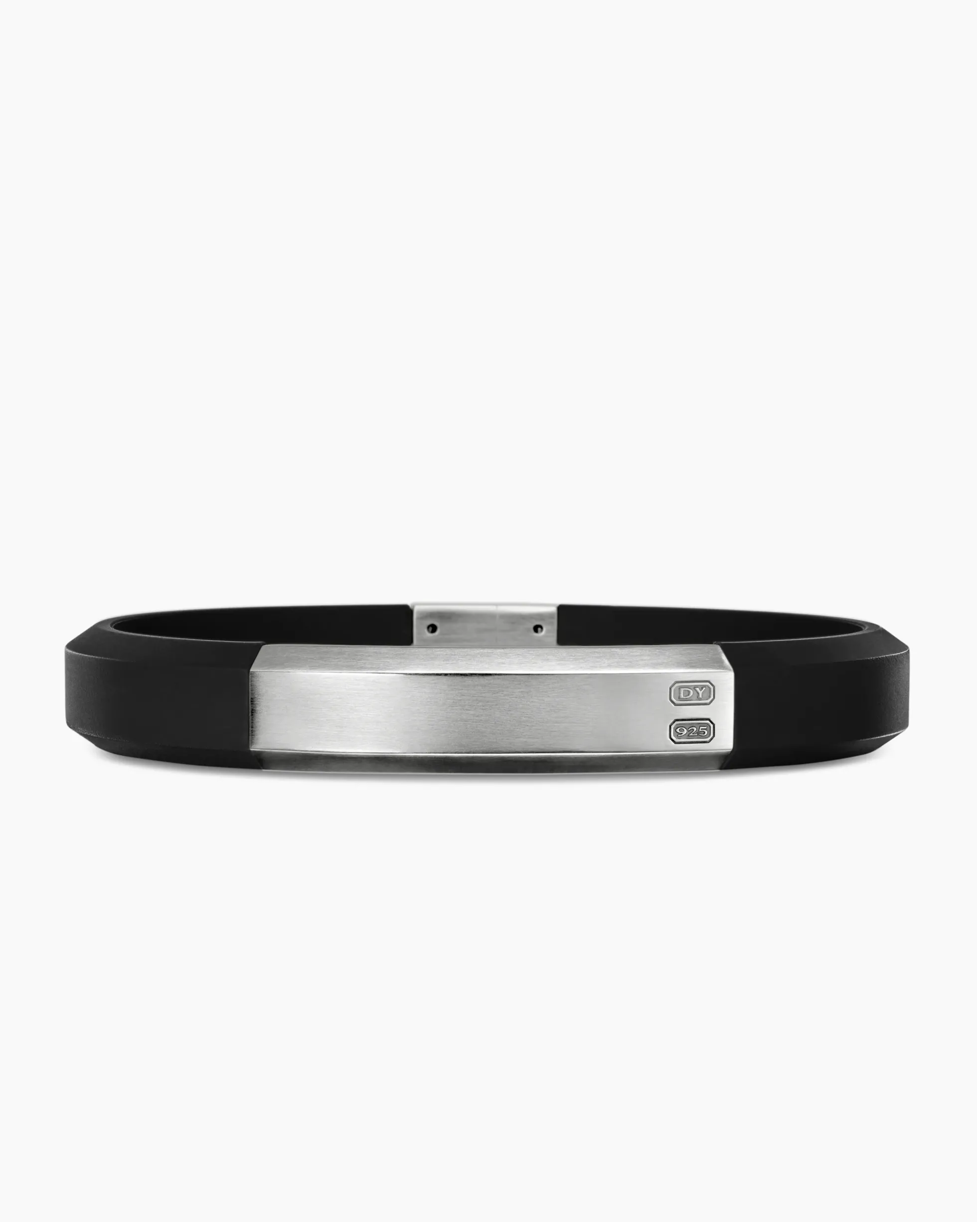 Streamline® ID Bracelet Black Rubber with Sterling Silver, 8mm
