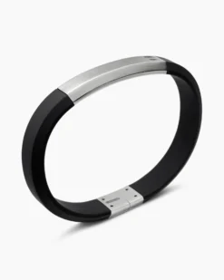 Streamline® ID Bracelet Black Rubber with Sterling Silver, 8mm