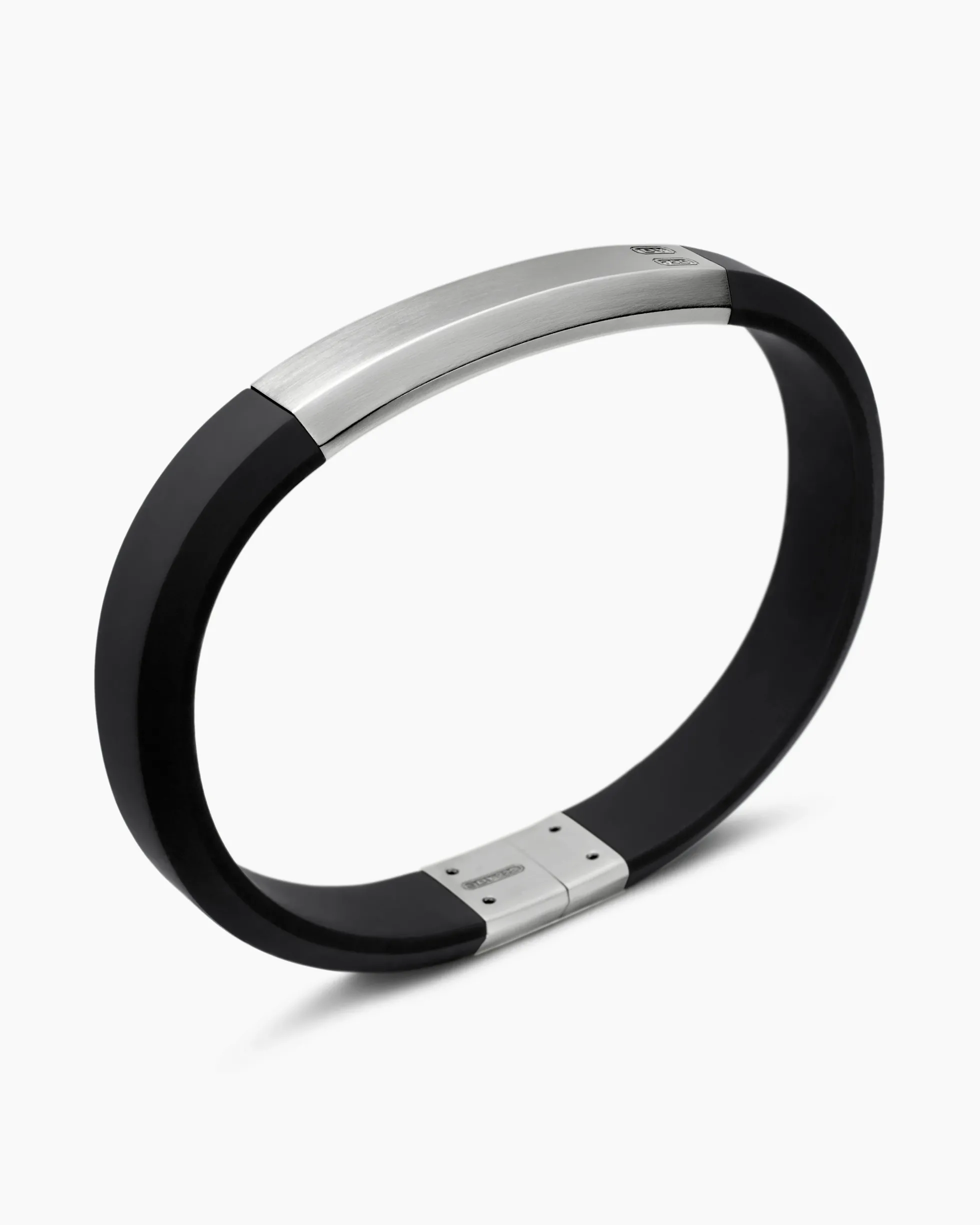 Streamline® ID Bracelet Black Rubber with Sterling Silver, 8mm