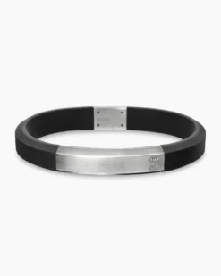 Streamline® ID Bracelet Black Rubber with Sterling Silver, 8mm