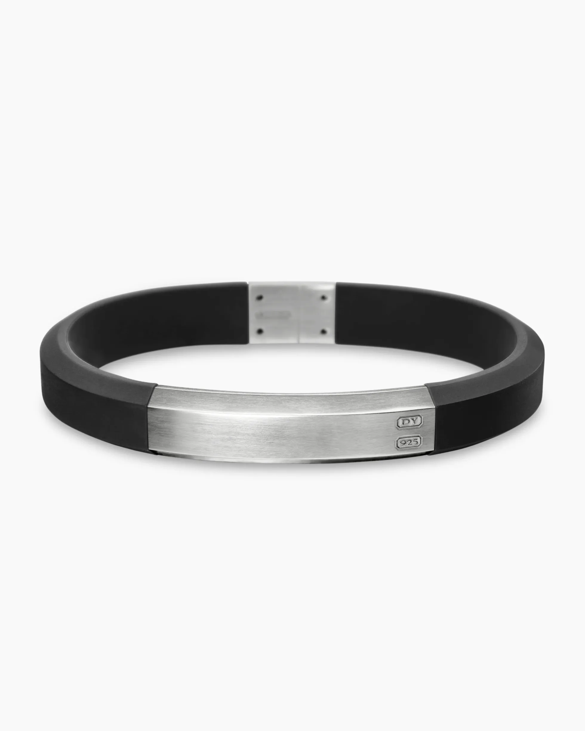 Streamline® ID Bracelet Black Rubber with Sterling Silver, 8mm