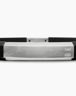 Streamline® ID Bracelet Black Rubber with Sterling Silver, 8mm