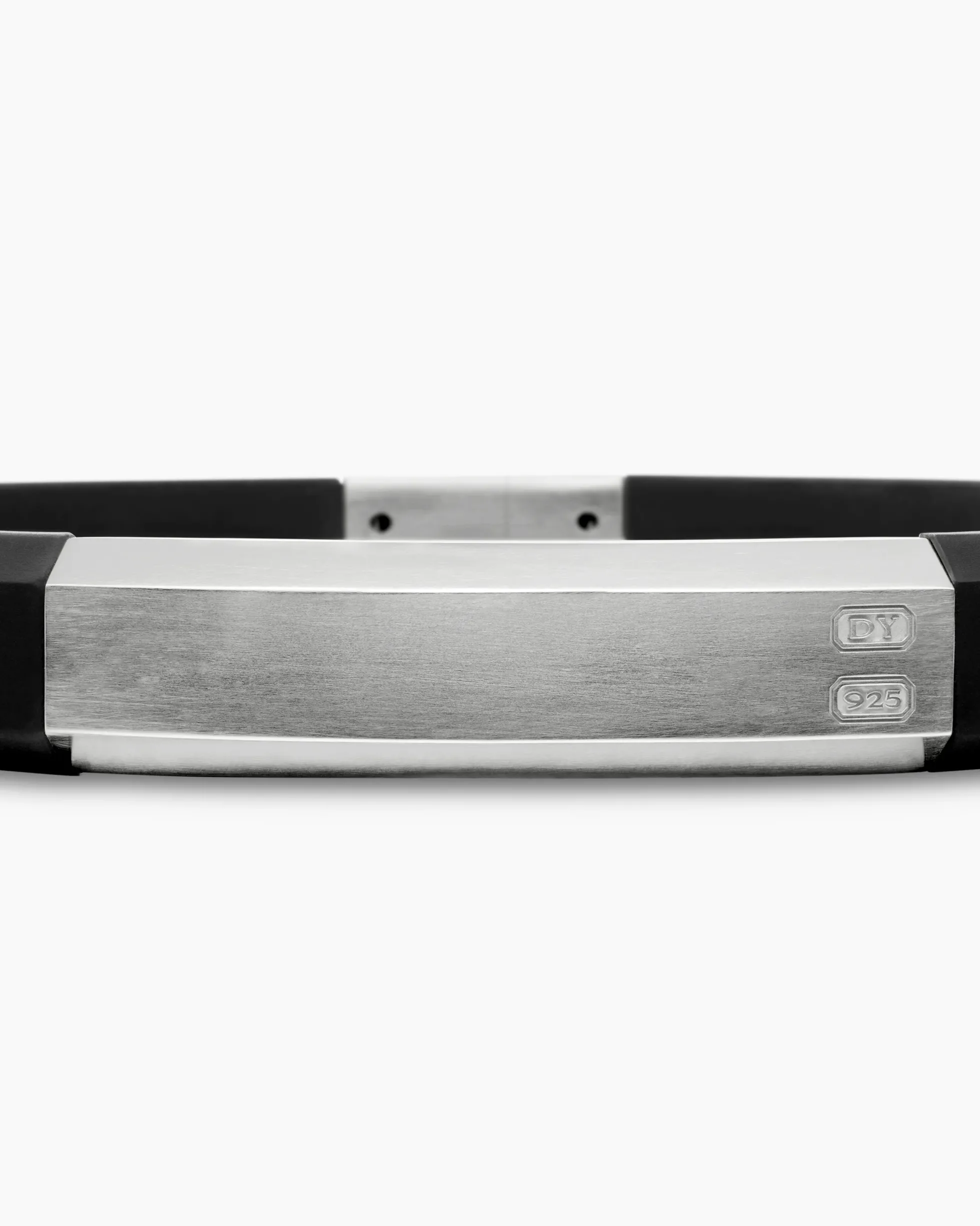 Streamline® ID Bracelet Black Rubber with Sterling Silver, 8mm