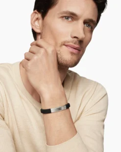 Streamline® ID Bracelet Black Rubber with Sterling Silver, 8mm