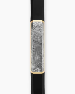 Streamline® ID Bracelet Black Rubber with Meteorite and 18K Yellow Gold, 10mm