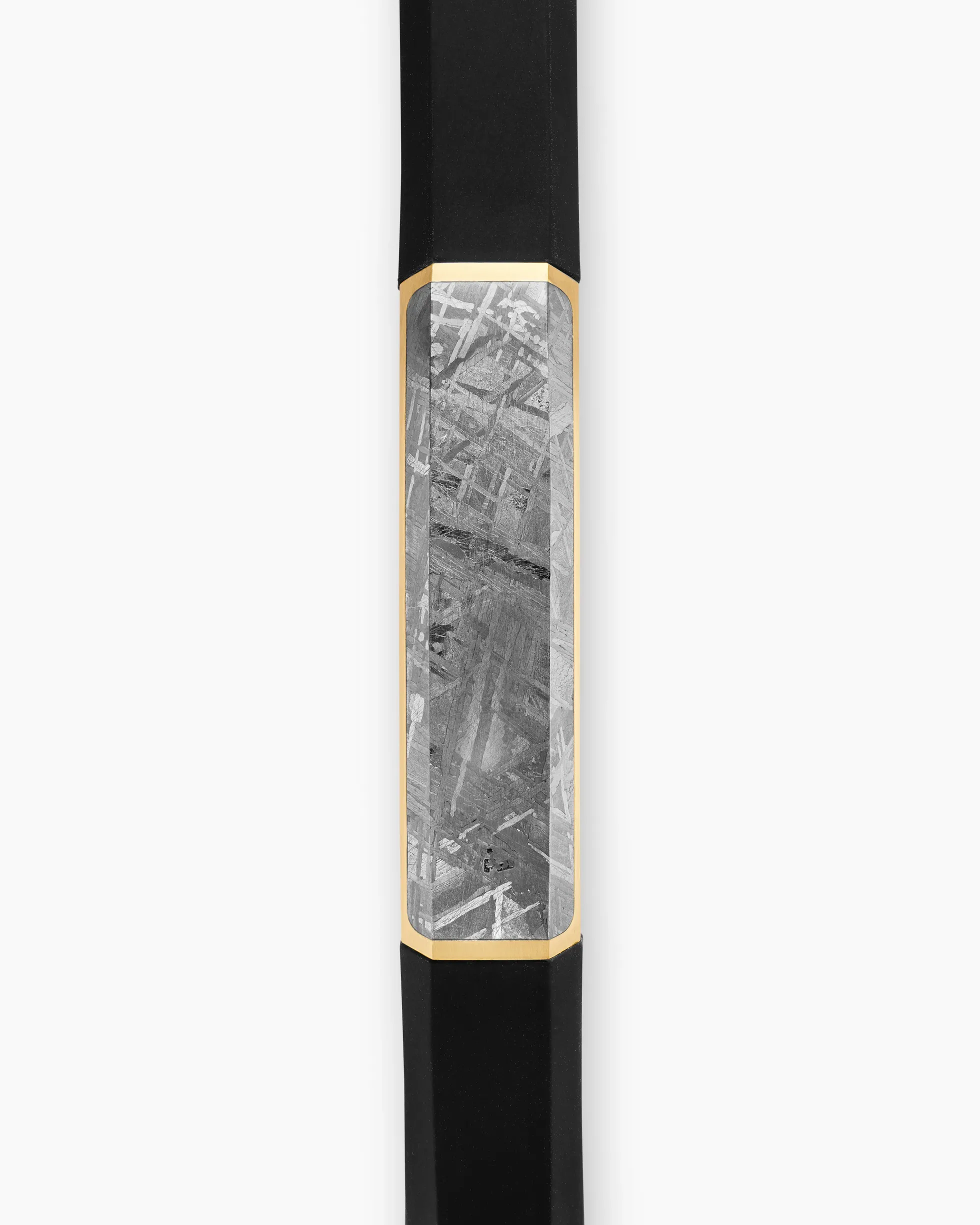 Streamline® ID Bracelet Black Rubber with Meteorite and 18K Yellow Gold, 10mm