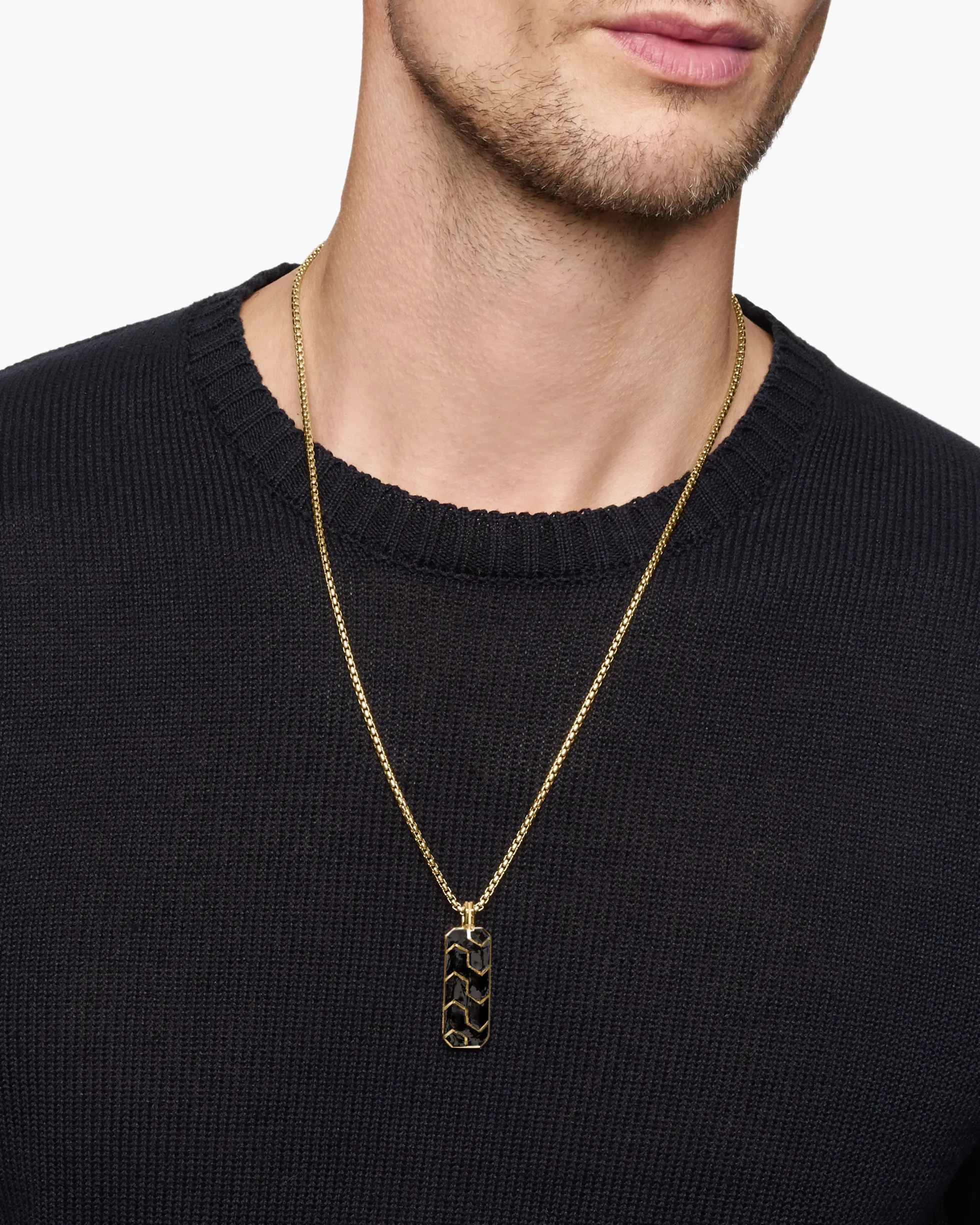 Streamline® Ingot Amulet 18K Yellow Gold with Forged Carbon, 43mm
