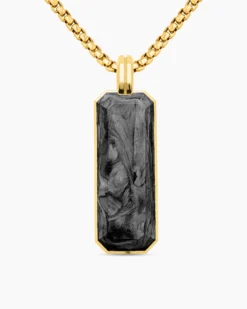 Streamline® Ingot Amulet 18K Yellow Gold with Forged Carbon, 43mm