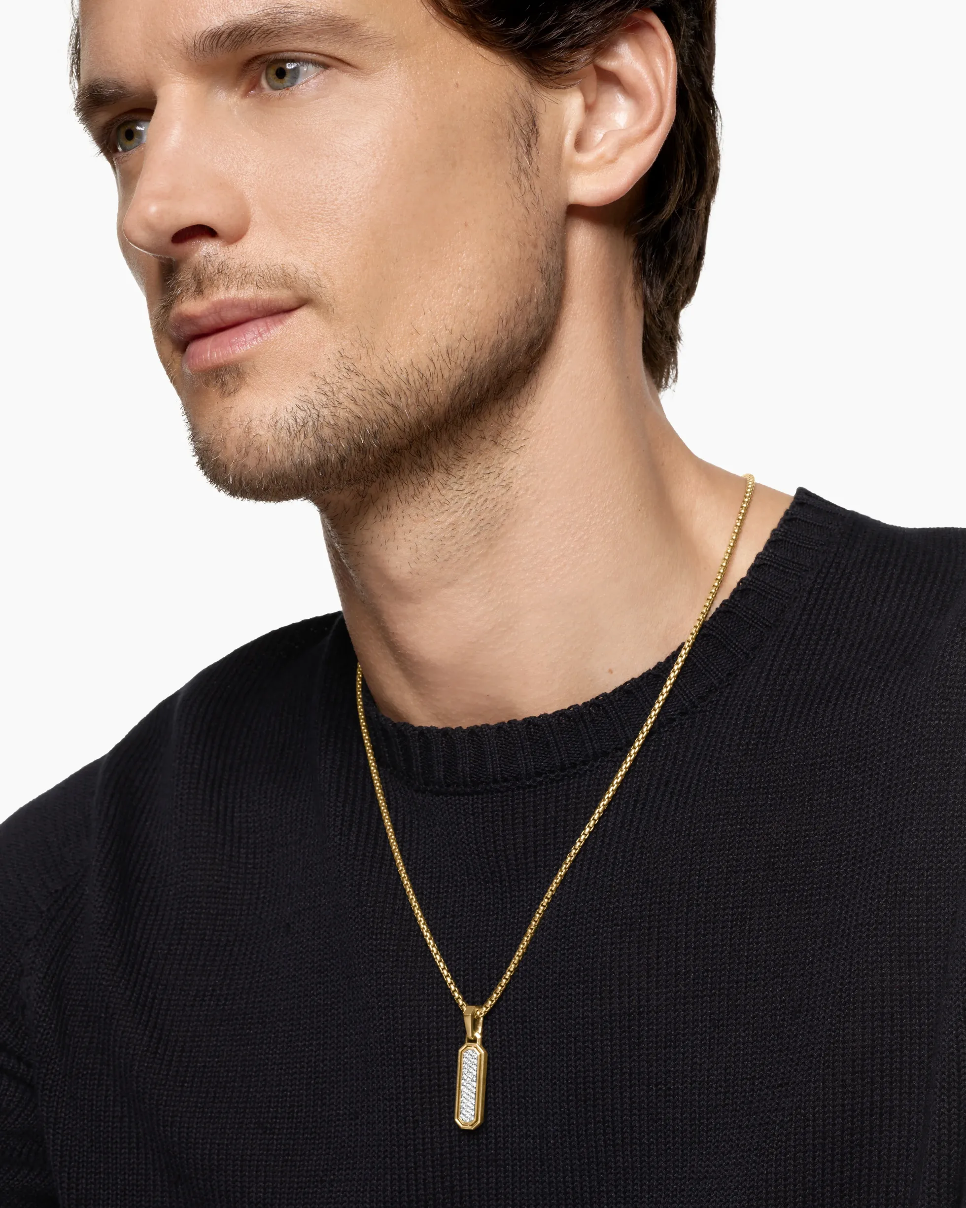 Streamline® Inlay Amulet 18K Yellow Gold with Black Onyx and Diamonds, 30.7mm