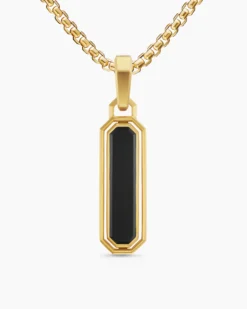 Streamline® Inlay Amulet 18K Yellow Gold with Black Onyx and Diamonds, 30.7mm