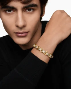 Streamline® Link Bracelet 18K Yellow Gold with Diamonds, 7.5mm