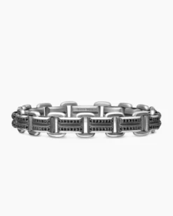 Streamline® Link Bracelet Sterling Silver with Black Diamonds, 7.5mm
