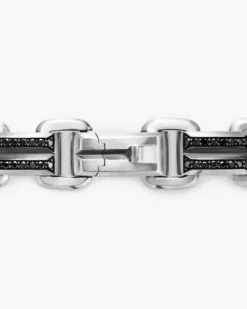 Streamline® Link Bracelet Sterling Silver with Black Diamonds, 7.5mm