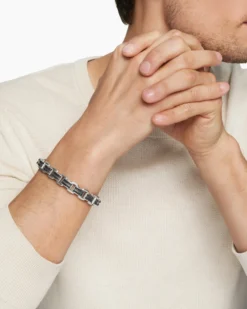 Streamline® Link Bracelet Sterling Silver with Black Diamonds, 7.5mm