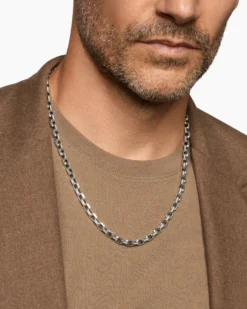 Streamline® Link Necklace Sterling Silver with Diamonds, 5.5mm