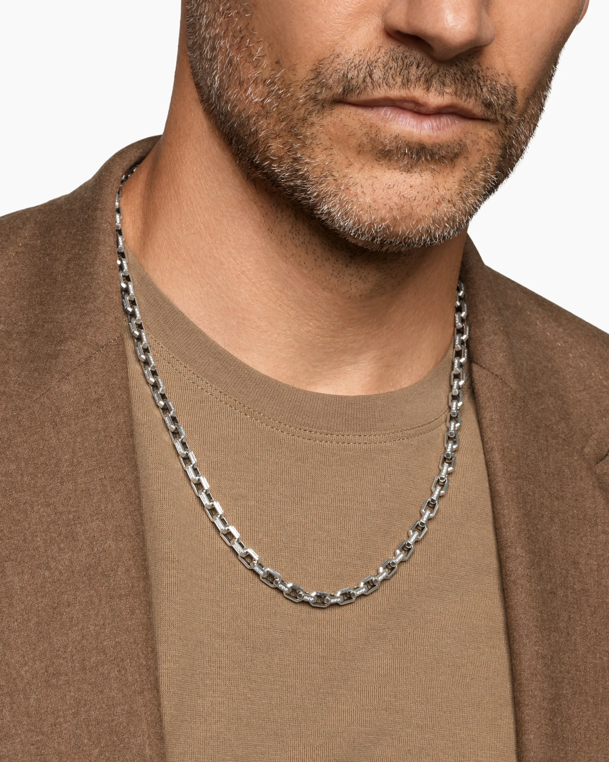 Streamline® Link Necklace Sterling Silver with Diamonds, 5.5mm