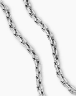 Streamline® Link Necklace Sterling Silver with Diamonds, 5.5mm