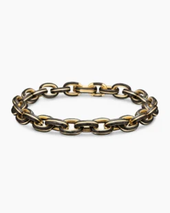 Streamline® Oval Link Bracelet 18K Yellow Gold with Forged Carbon, 8.5mm