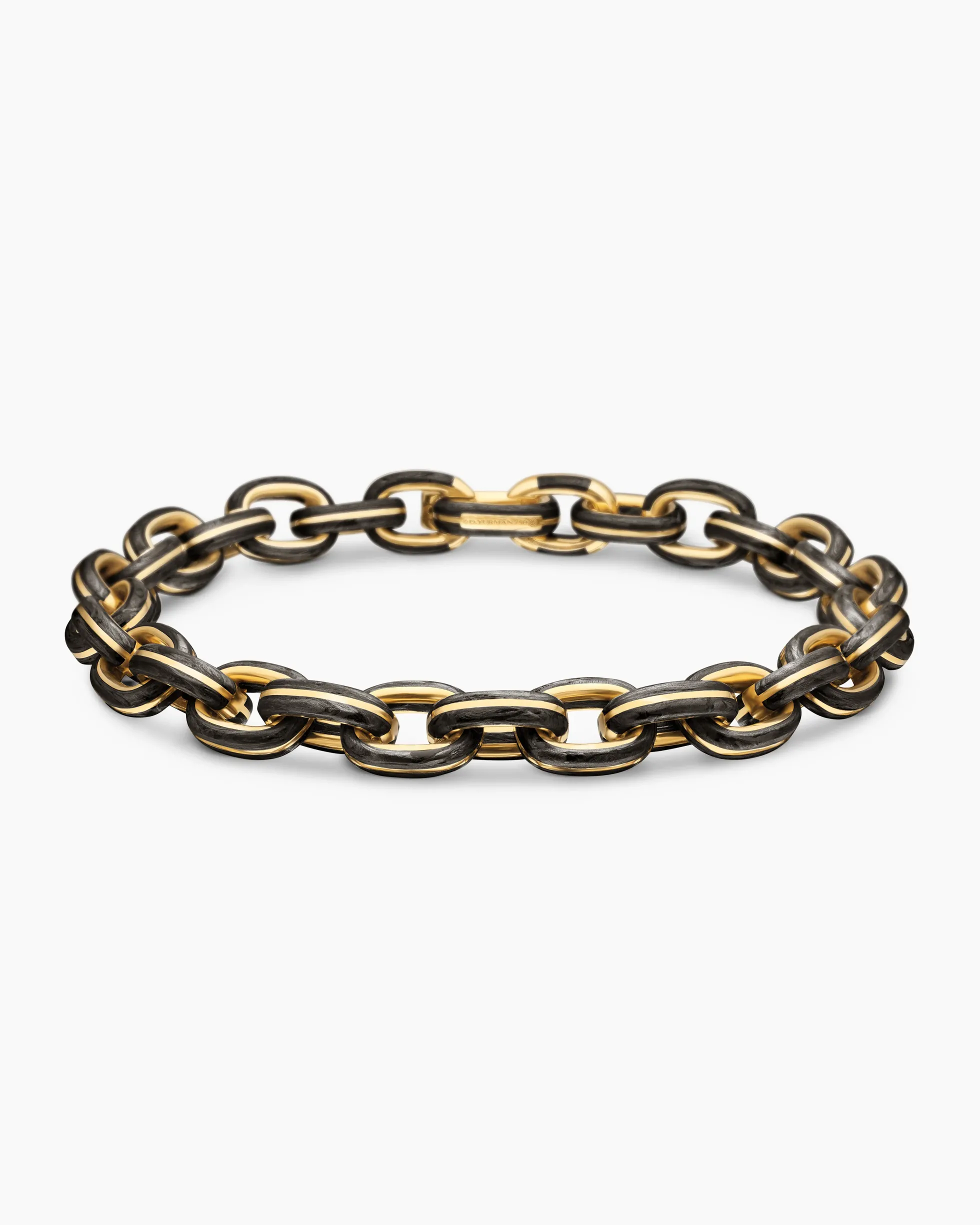 Streamline® Oval Link Bracelet 18K Yellow Gold with Forged Carbon, 8.5mm
