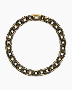 Streamline® Oval Link Bracelet 18K Yellow Gold with Forged Carbon, 8.5mm