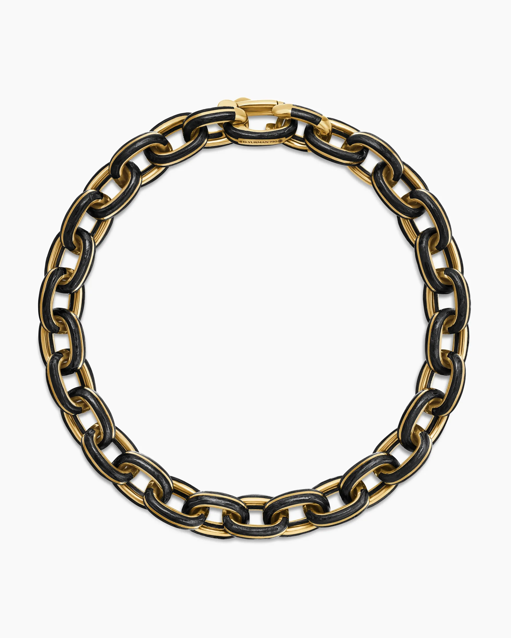 Streamline® Oval Link Bracelet 18K Yellow Gold with Forged Carbon, 8.5mm