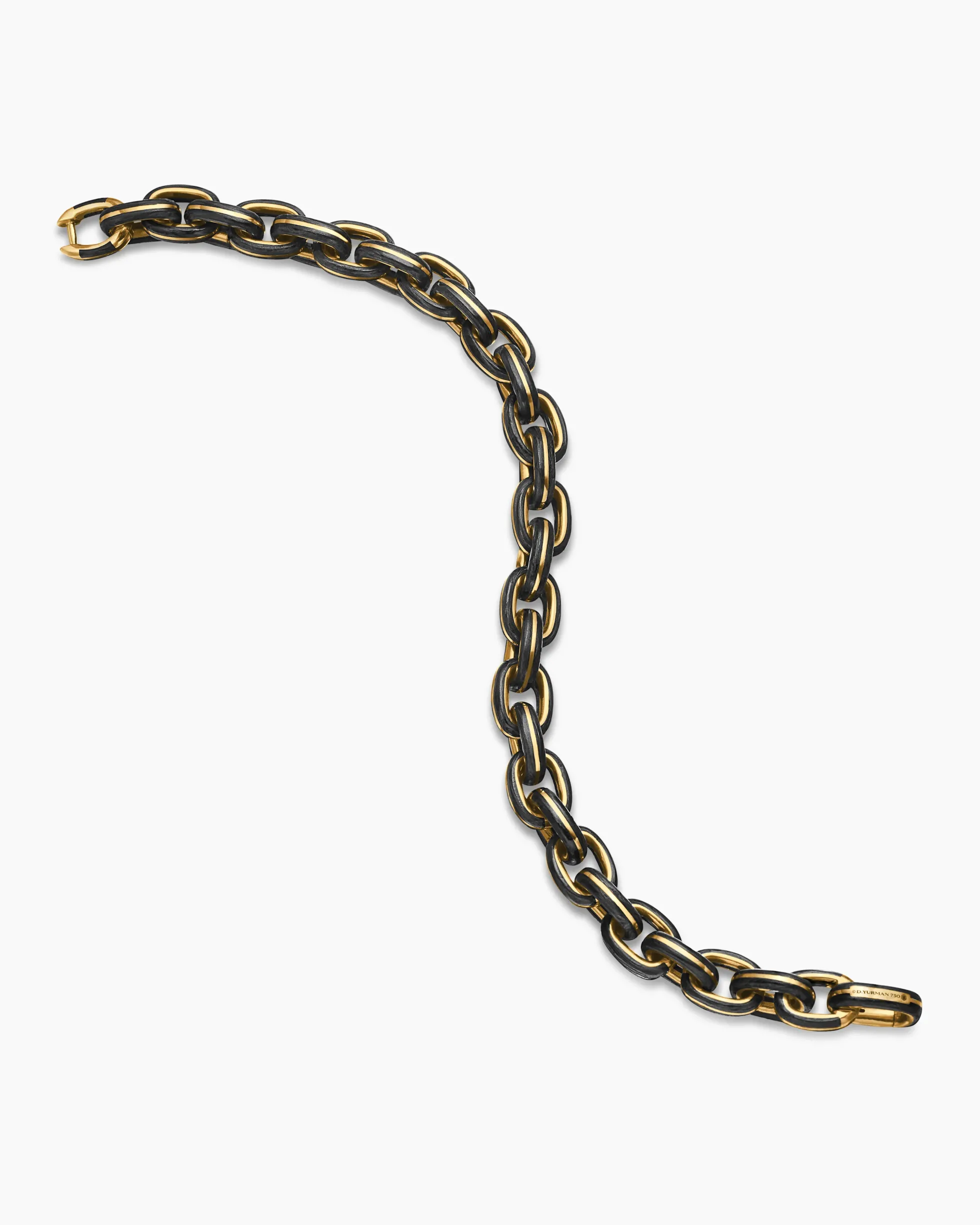 Streamline® Oval Link Bracelet 18K Yellow Gold with Forged Carbon, 8.5mm