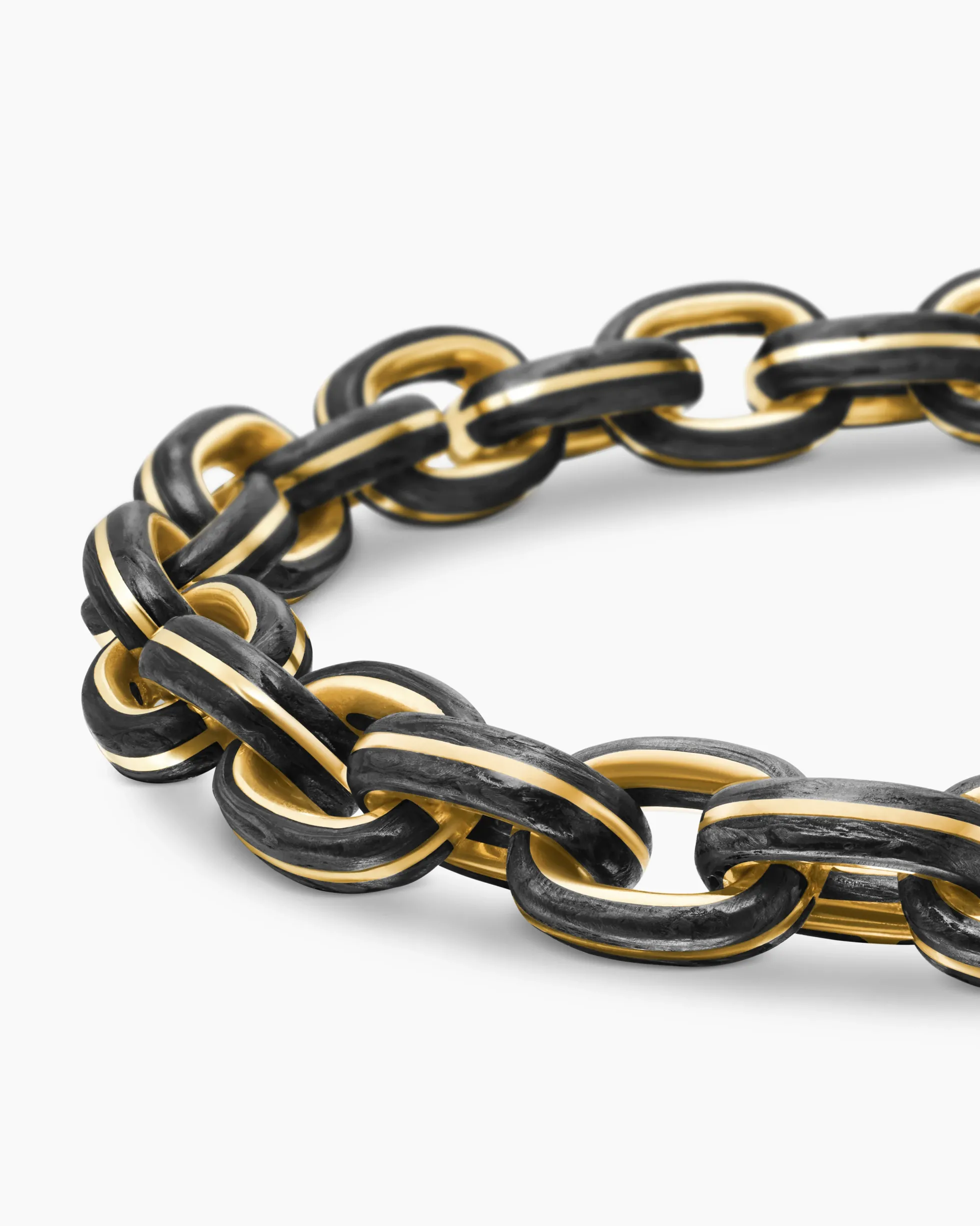 Streamline® Oval Link Bracelet 18K Yellow Gold with Forged Carbon, 8.5mm