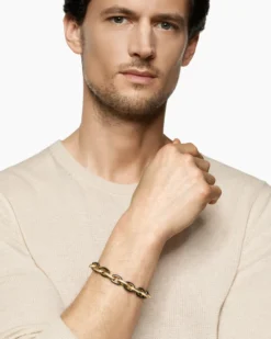 Streamline® Oval Link Bracelet 18K Yellow Gold with Forged Carbon and Diamonds, 10.8mm