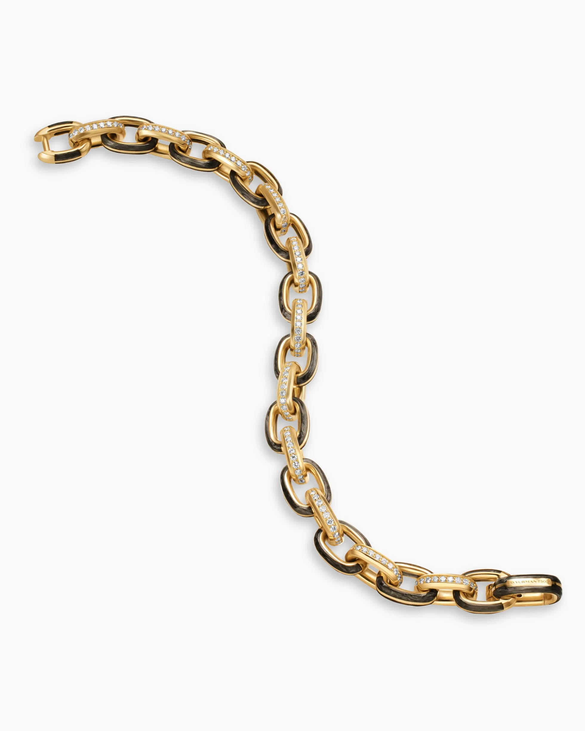 Streamline® Oval Link Bracelet 18K Yellow Gold with Forged Carbon and Diamonds, 10.8mm