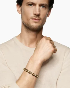 Streamline® Oval Link Bracelet 18K Yellow Gold with Forged Carbon and Diamonds, 10.8mm