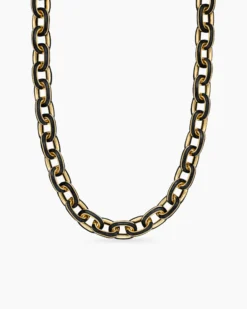 Streamline® Oval Link Necklace 18K Yellow Gold with Forged Carbon, 10.8mm