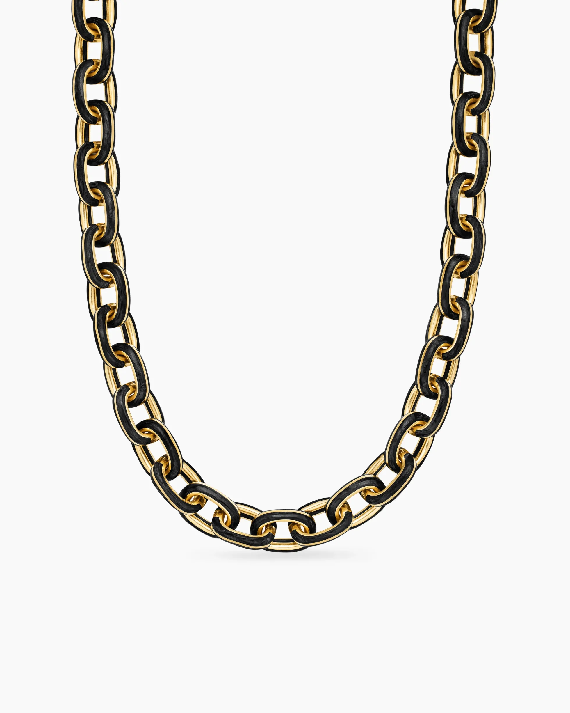 Streamline® Oval Link Necklace 18K Yellow Gold with Forged Carbon, 10.8mm