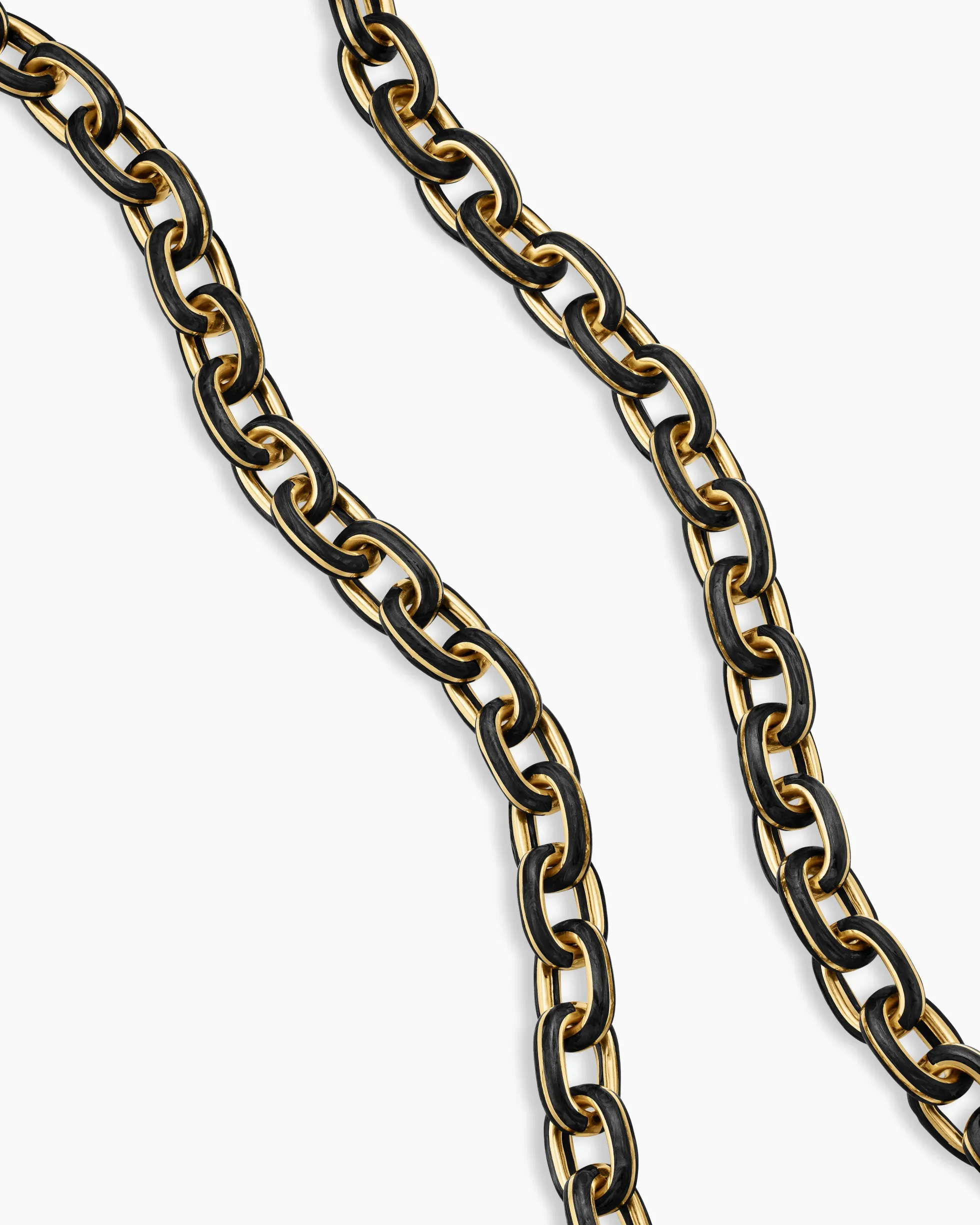 Streamline® Oval Link Necklace 18K Yellow Gold with Forged Carbon, 10.8mm