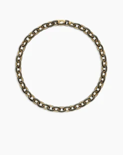 Streamline® Oval Link Necklace 18K Yellow Gold with Forged Carbon, 10.8mm