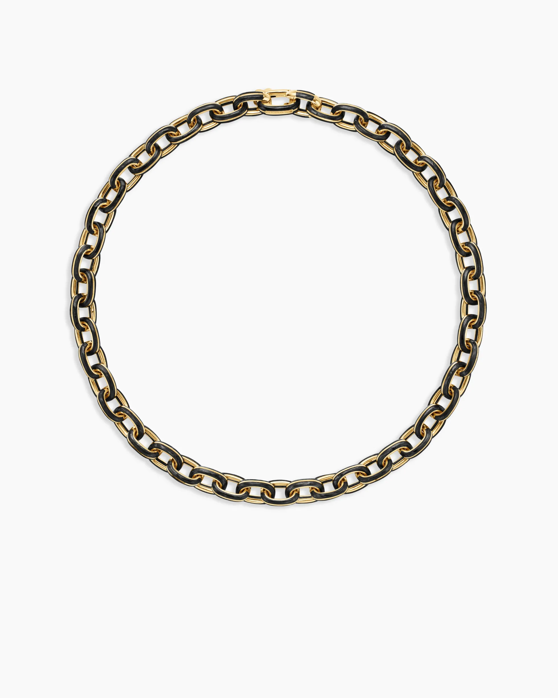 Streamline® Oval Link Necklace 18K Yellow Gold with Forged Carbon, 10.8mm