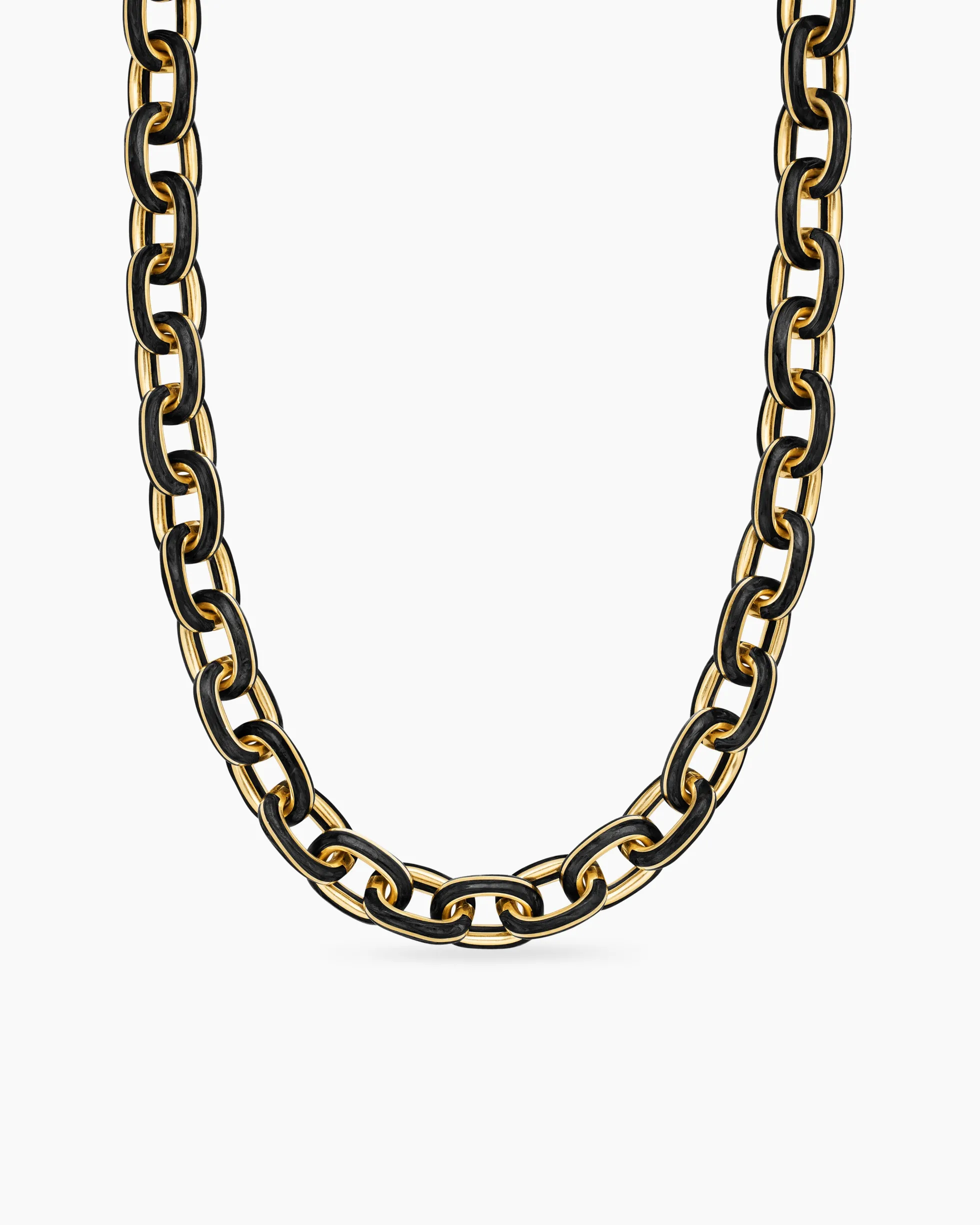 Streamline® Oval Link Necklace 18K Yellow Gold with Forged Carbon, 10.8mm