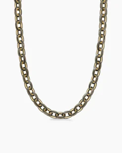 Streamline® Oval Link Necklace 18K Yellow Gold with Forged Carbon, 8.5mm