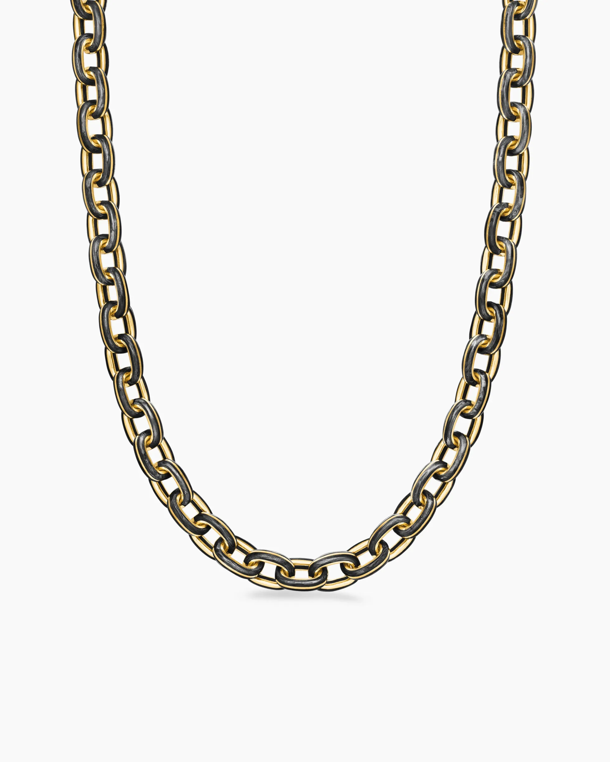 Streamline® Oval Link Necklace 18K Yellow Gold with Forged Carbon, 8.5mm