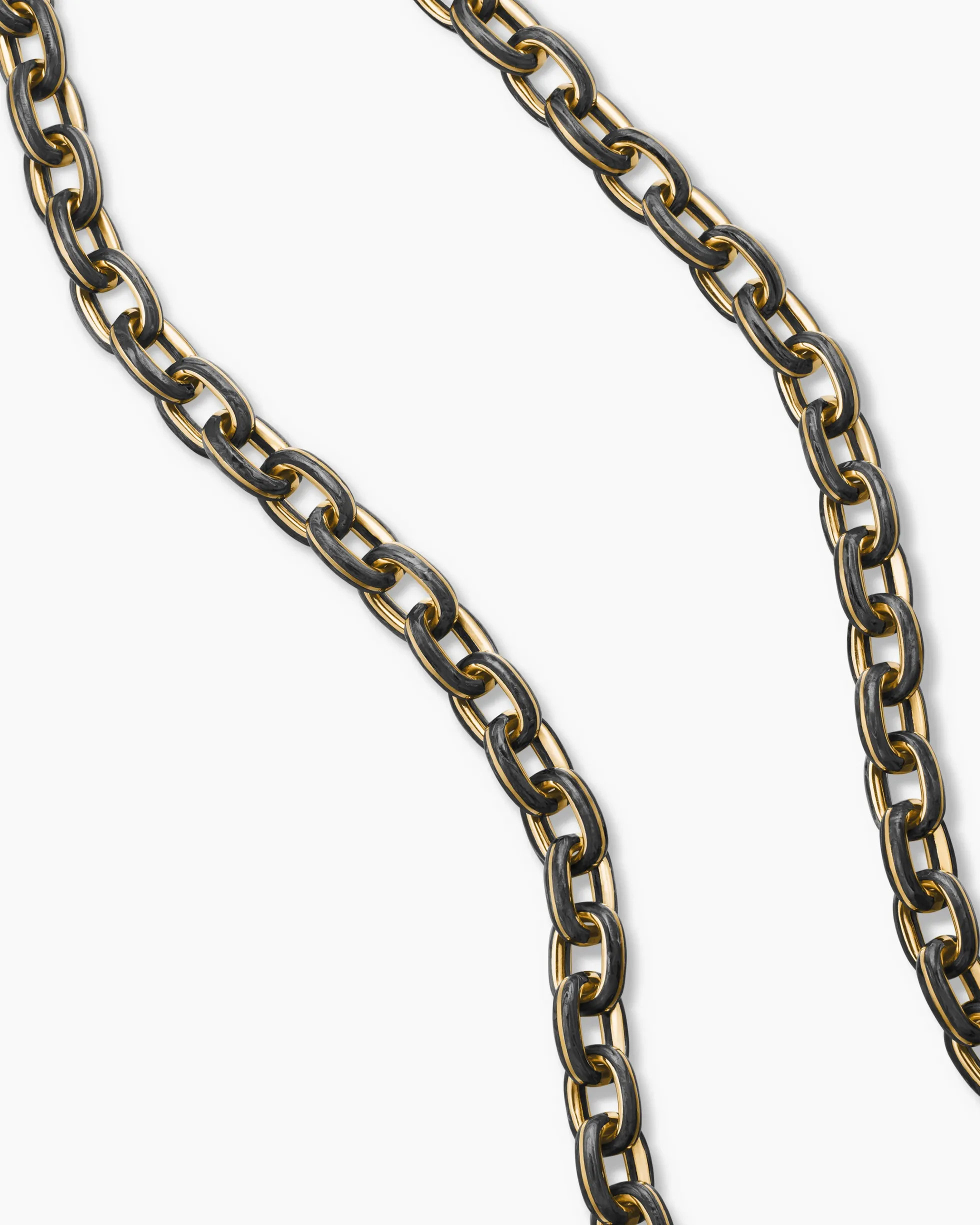 Streamline® Oval Link Necklace 18K Yellow Gold with Forged Carbon, 8.5mm