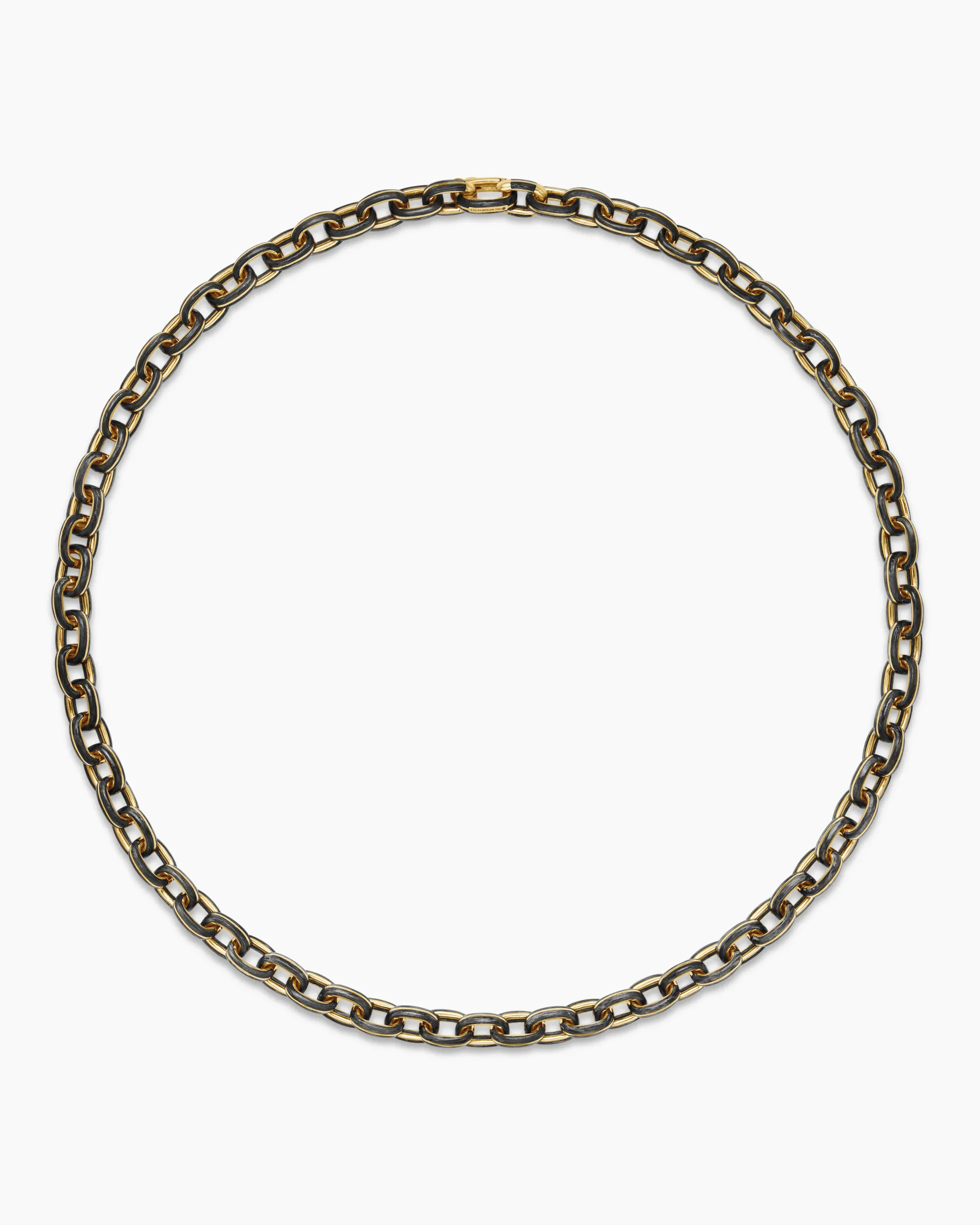 Streamline® Oval Link Necklace 18K Yellow Gold with Forged Carbon, 8.5mm